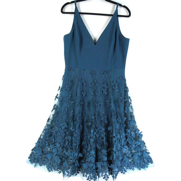 NEW, Dress The Population Darleen Floral Midi Dress Peacock Blue M #MD1496 - Picture 5 of 8